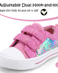 Kids Pink Sequin Hook and Loop Sneakers