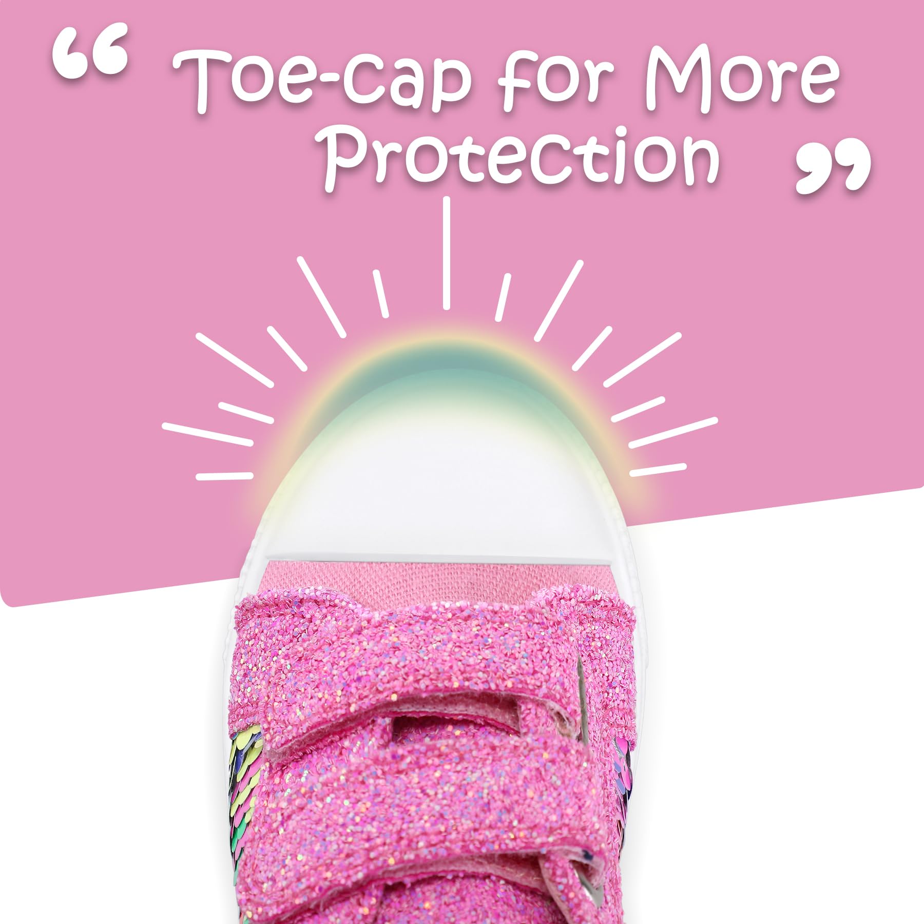 Kids Pink Sequin Hook and Loop Sneakers