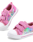 Kids Pink Sequin Hook and Loop Sneakers