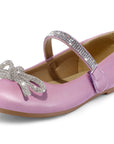Kids Dress Shoes-Rhinestone Bow Embellished Glitter Mary Jane Flats