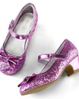 Kids Dress Shoes-Low Heel Sequined Mary Jane Flats