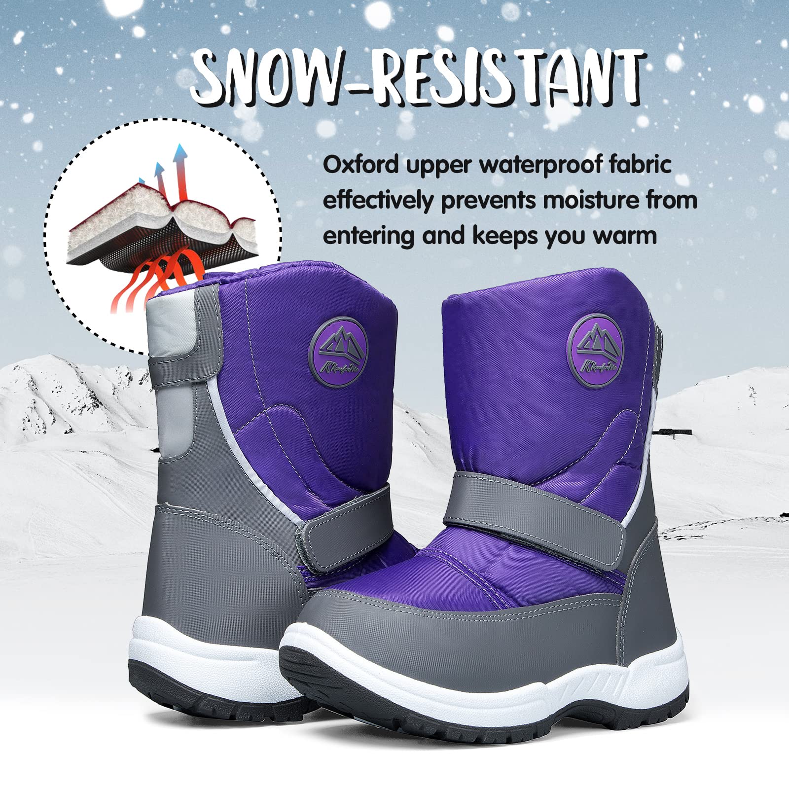 Pink/Purple Mountain Icons Insulated Waterproof Snow Boots