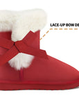 Girls Bow Tie Warm Fur Lined Snow Boots