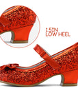 Kids Dress Shoes-Low Heel Sequined Mary Jane Flats