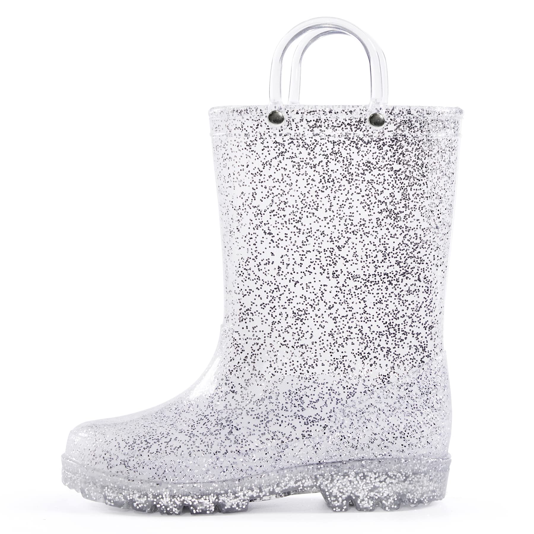 Pink/Purple/Silver Glitter Rubber Rain Boots