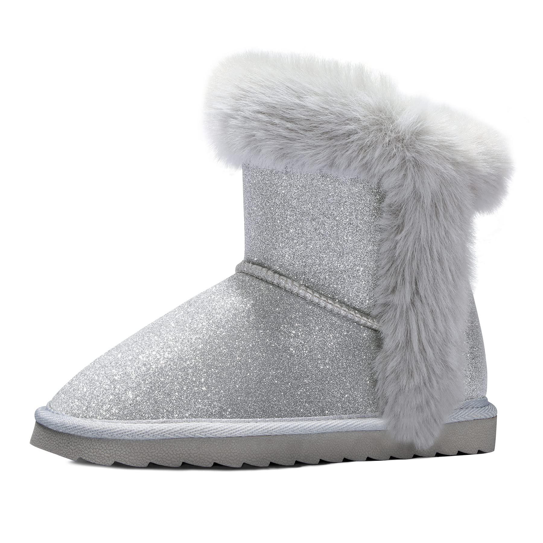 Silver Glitter Winter Warm Snow Boots