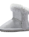 Silver Glitter Winter Warm Snow Boots