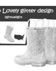 Pink/Purple/Silver Glitter Rubber Rain Boots