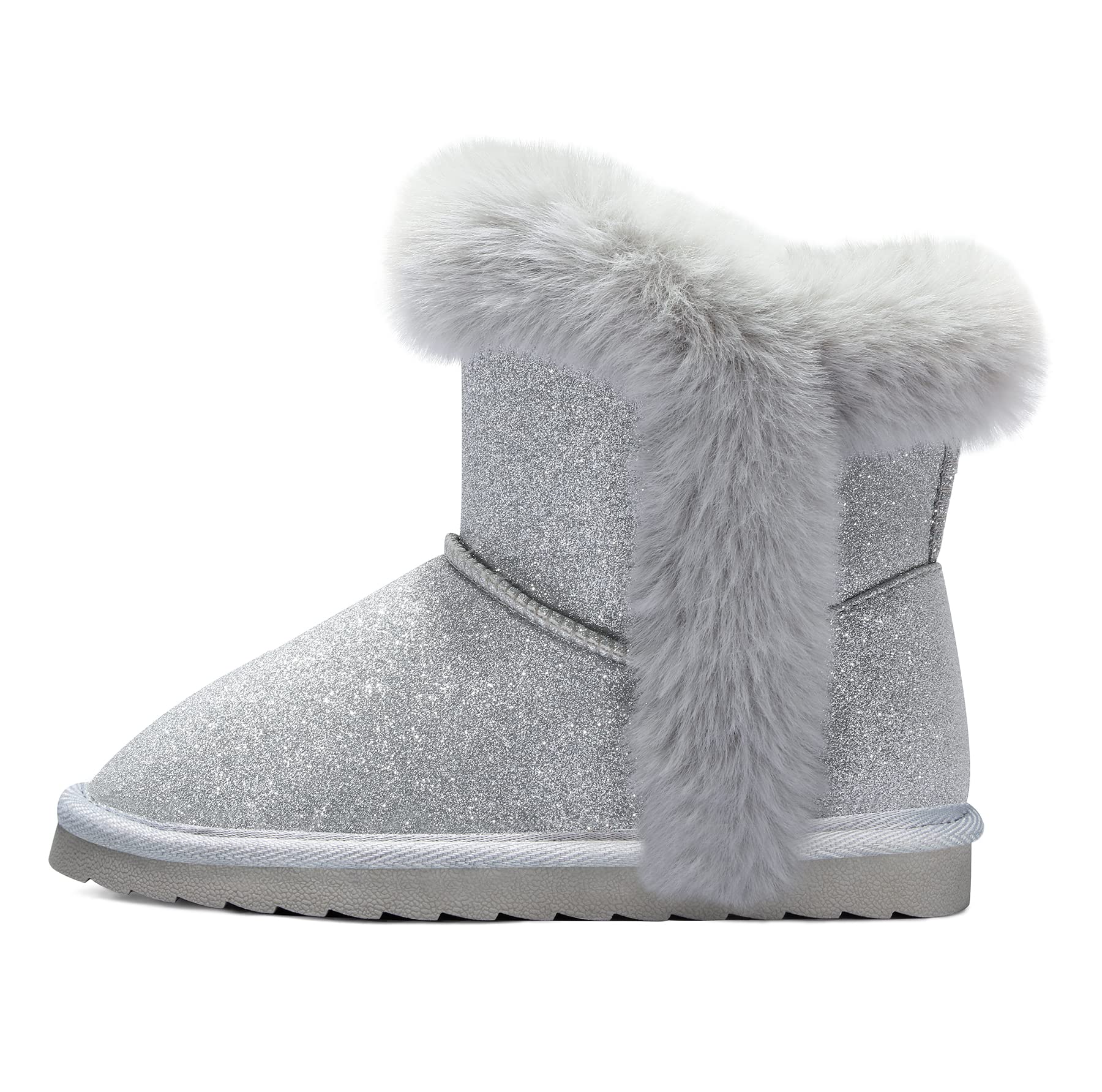 Silver Glitter Winter Warm Snow Boots