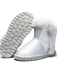 Silver Glitter Winter Warm Snow Boots