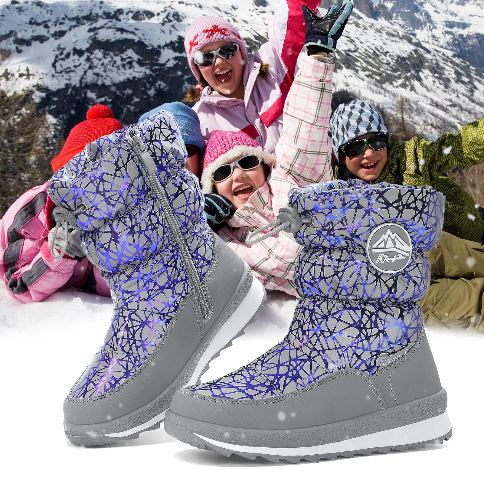 Laser Print Outdoor Fur Lined Snow Boots