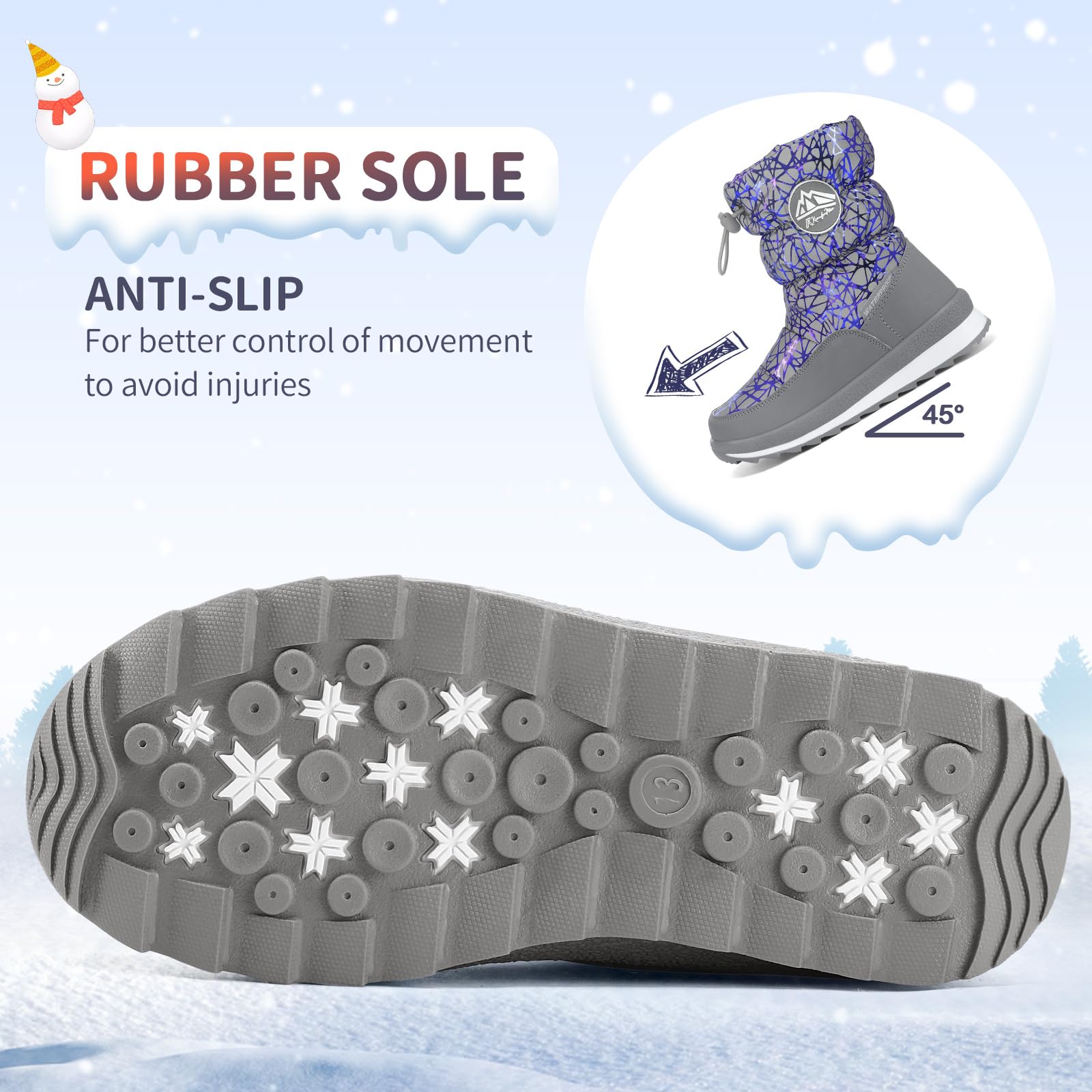 Laser Print Outdoor Fur Lined Snow Boots