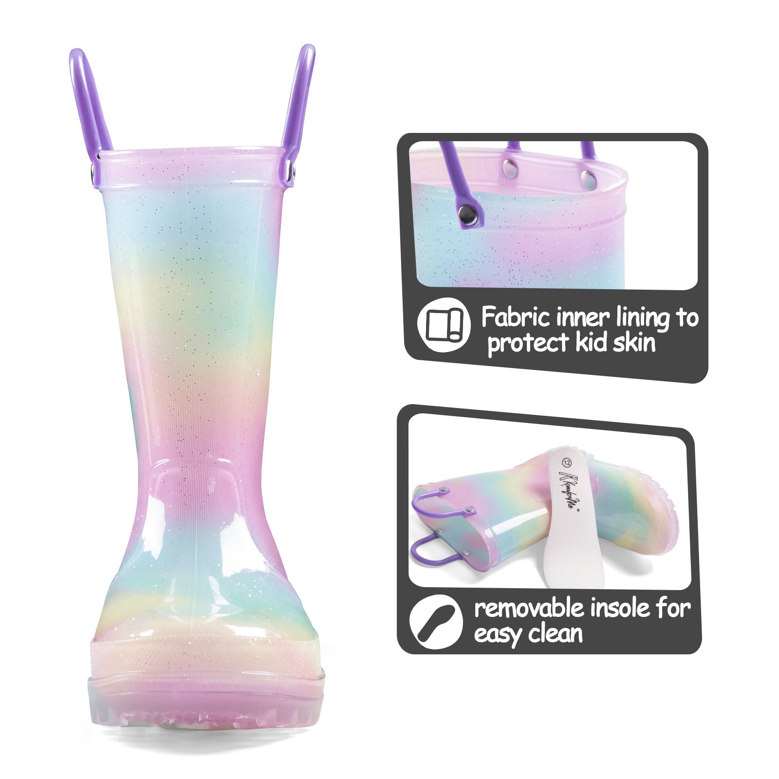 Rainbow Style Aurora Gradient Luminous Rain Boots