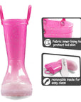 Pink Gradient Glitter Waterproof Lighted Rain Boots - MYSOFT