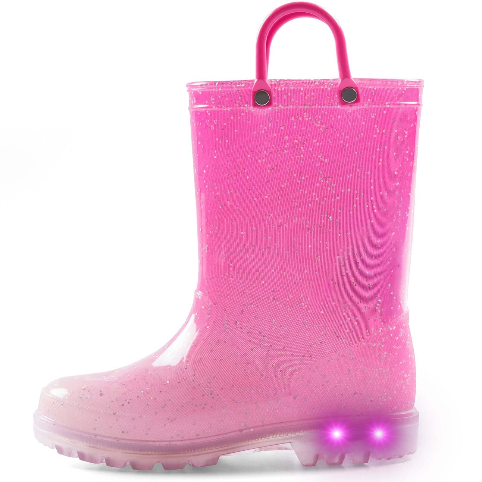 Pink Gradient Glitter Waterproof Lighted Rain Boots - MYSOFT