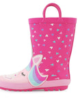 Unicorn Heart Pattern Waterproof Pink Rubber Rain Boots - MYSOFT