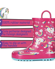 Kids Rain Boots for Girls Pink Unicorn - Kkomforme