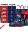 Girl Rain Boots Rubber Flowers Kids Shoes - KKOMFORME
