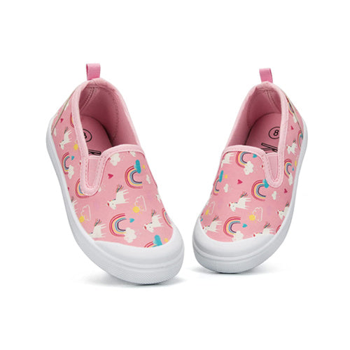 Girls Boys Slip On Lazy Toddler Canvas Sneakers Pink Unicorn -- K KomForme