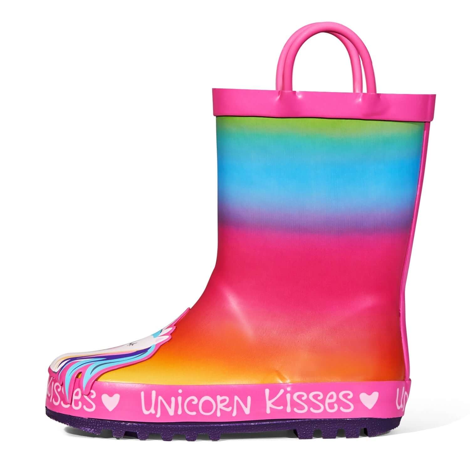 Unicorn Print Waterproof Rainbow Rubber Rain Boots - MYSOFT