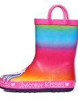 Unicorn Print Waterproof Rainbow Rubber Rain Boots - MYSOFT