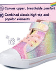 Iridescent Canvas High Top Glitter Sneakers - MYSOFT