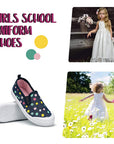 Girls Boys Slip On Lazy Toddler Canvas Sneakers Black Dots -- K KomForme