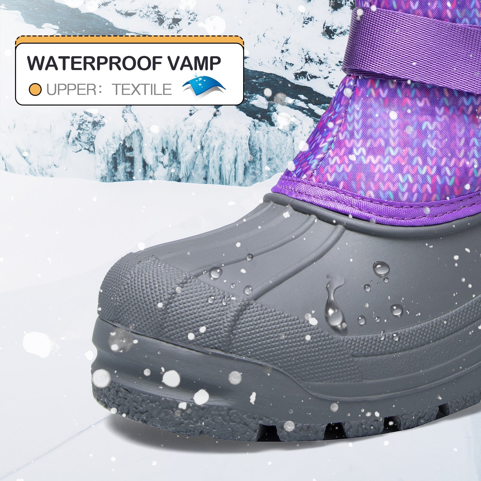 Purple Warm Waterproof Non-slip Snow Boots - MYSOFT