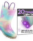 K KomForme Kids Glitter Light up Rain Boot Size 5-3 (Toddler Girl & Little Girl)