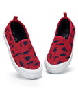 Girls Boys Slip On Lazy Toddler Canvas Sneakers Red Dinosaur -- K KomForme