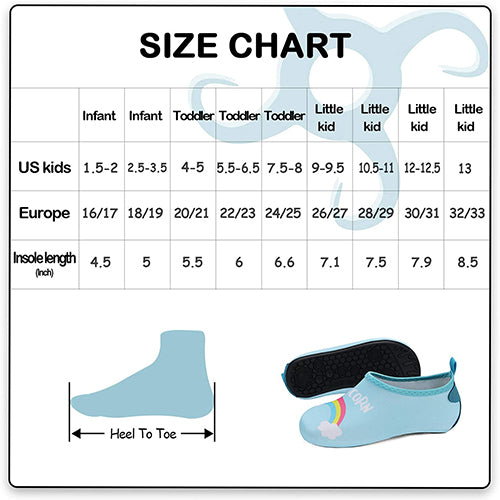 Water Shoes Quick Dry Non-Slip Toddler Water Blue Rainbow -Komforme