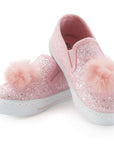 Pink Shiny Pom Pom Slip On Espadrilles - MYSOFT