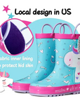 Girl Rain Boots Rubber Princess Unicorn Kids Shoes - KKOMFORME