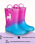 K KomForme Toddler Light Up Rain Boots Girls Boys with Handles