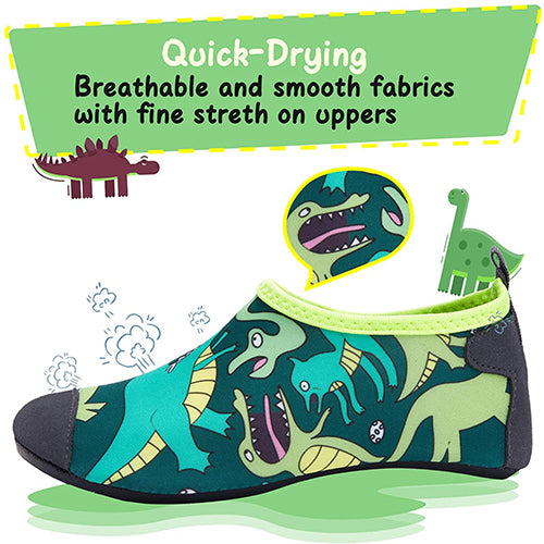Water Shoes Quick Dry Non-Slip Toddler Water Grenn Dinosaur II -Komforme