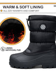 Black Snowflake Icon Warm Waterproof Snow Boots - MYSOFT