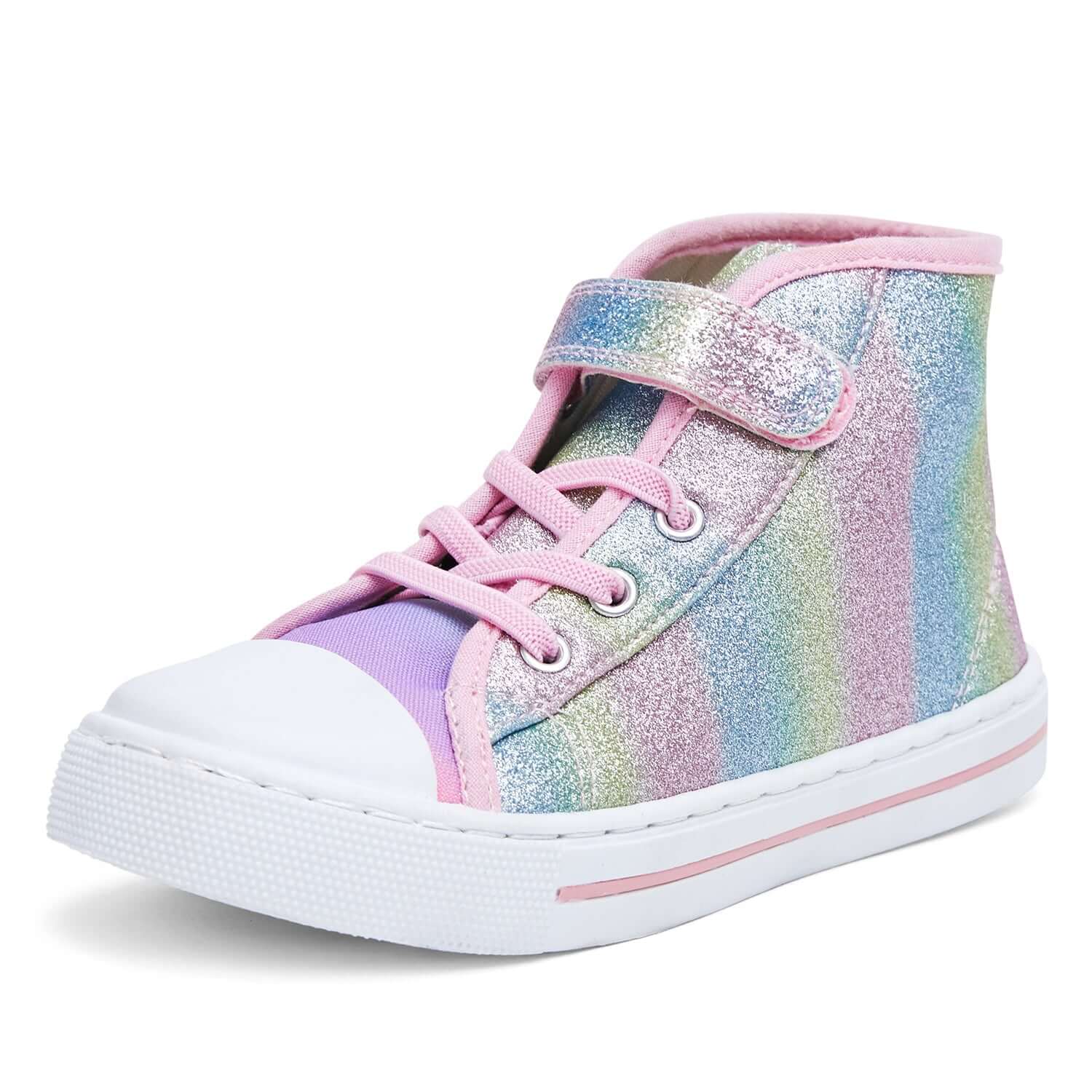 Rainbow Ombre Sequin High Top Canvas Sneakers - MYSOFT