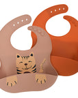 Labcosi Silicone Baby Bibs for Babies & Toddlers Set of 2, Baby Feeding Bibs for Boys and Girls