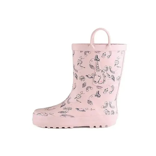 Girl Rain Boots Rubber Pink Unicorn Kids Shoes - KKOMFORME