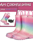 Kids Girls Light Rain Boots Colorful pink - KKOMFORME