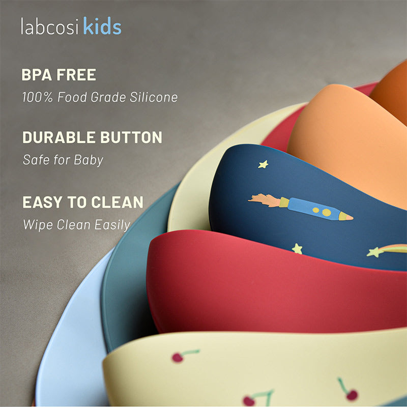 Labcosi Silicone Baby Bibs for Babies &amp; Toddlers Set of 2, Baby Feeding Bibs for Boys and Girls