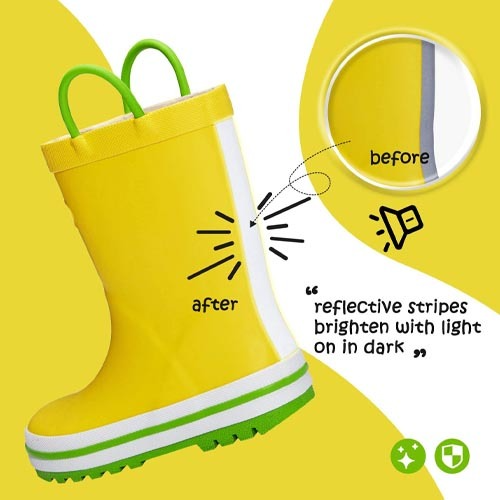 K KOMFORME SHOE Boy&Girl Rain Boots Waterproof Yellow - KomForme product_description.