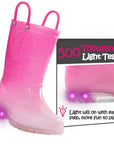 Pink Gradient Glitter Waterproof Lighted Rain Boots - MYSOFT