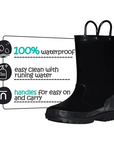 Kids Girls Light Rain Boots Solid Black- KKOMFORME