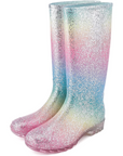 Iridescent Glitter Waterproof Tall Rain Boots - MYSOFT